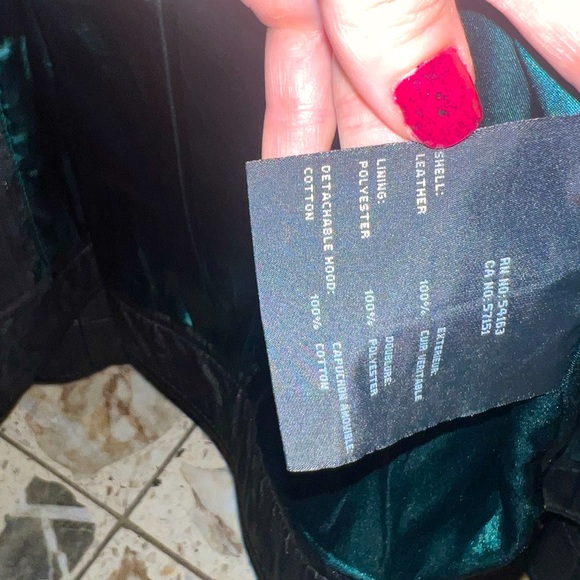 Marc New York black genuine leather jacket with removable hood green interior - Picture 5 of 11